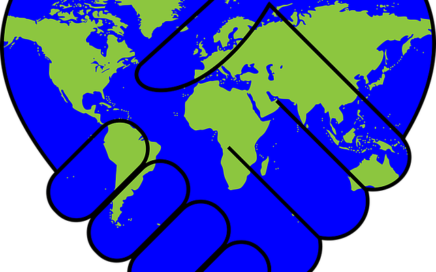 hands and world graphic
