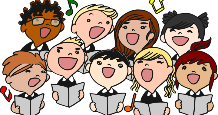 Children singing cartoon