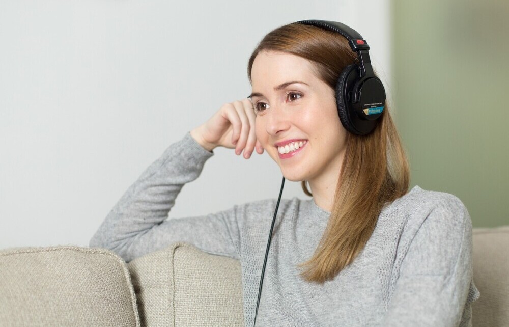 woman listening to music