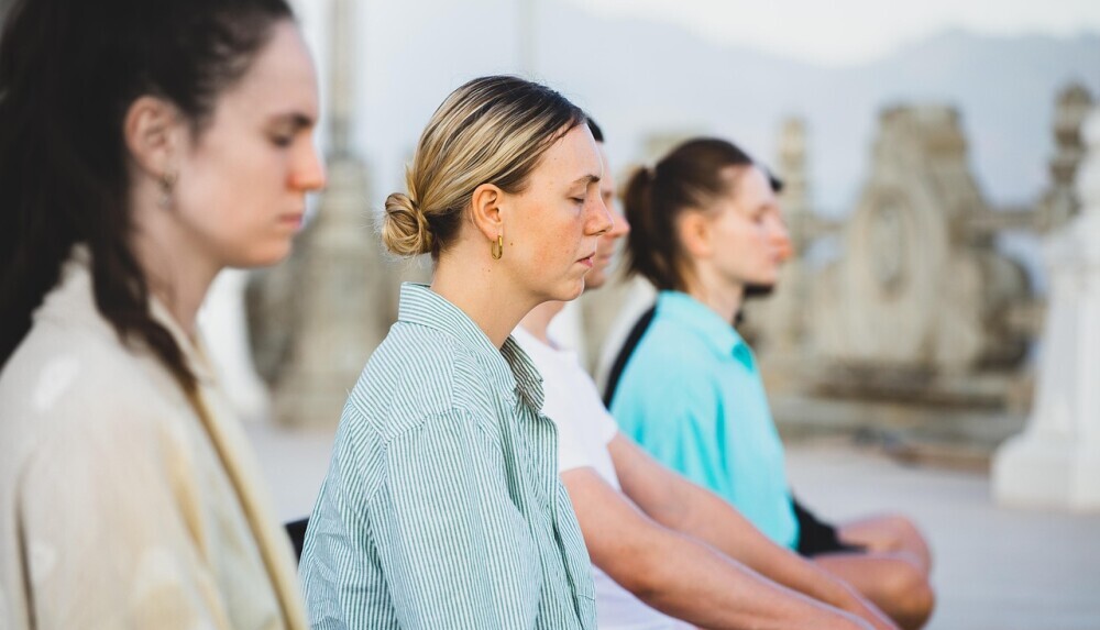 women practising mindfulness