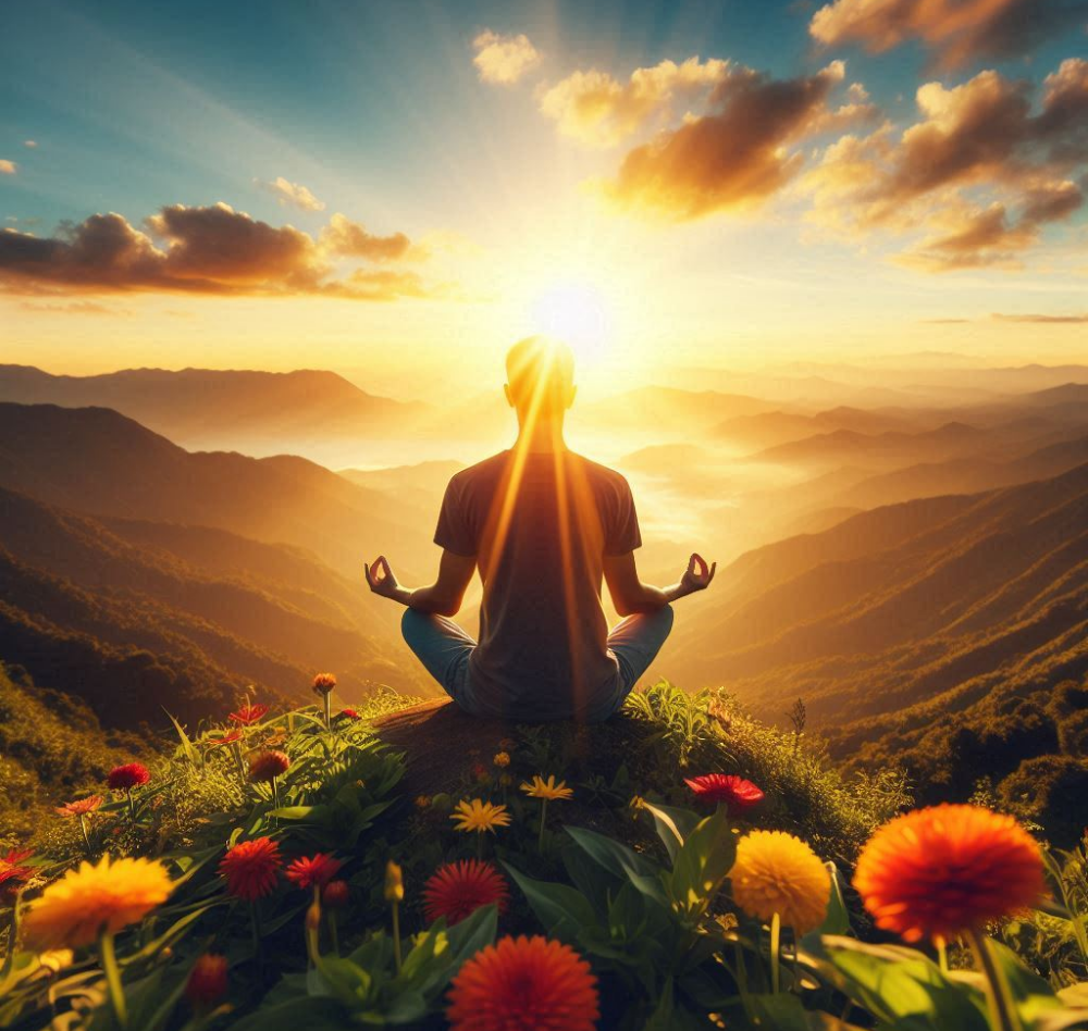 a person meditating