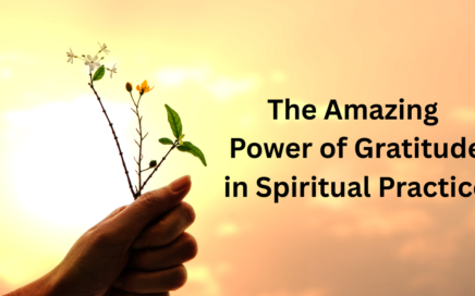 Feature image of hand holding flowers with title "The amazing power of gratitude in spiritual practice"