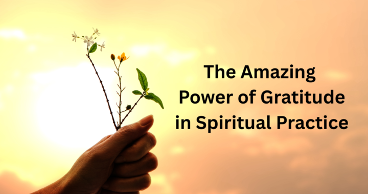 Feature image of hand holding flowers with title "The amazing power of gratitude in spiritual practice"