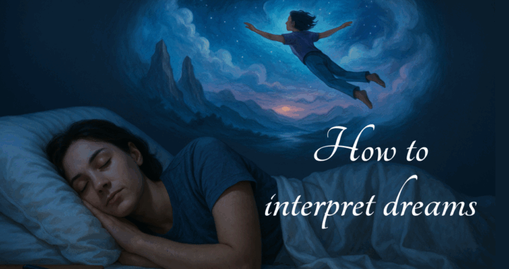 Woman asleep dreaming she's flying with caption: How to interpret dreams