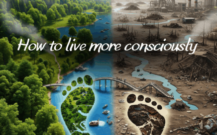Split screen image of a beautiful green habitat and one whch is dry, lifeless and polluted