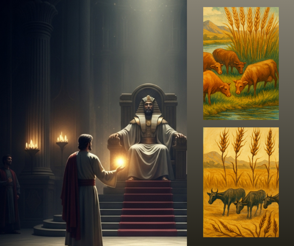 Image representing the 2 dreams that Pharoah told Joseph in the bible story