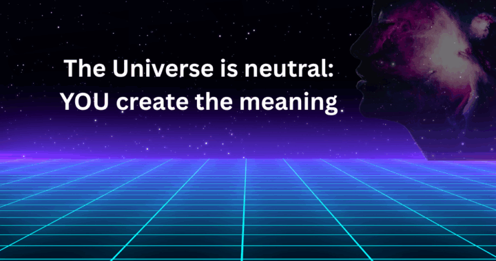 image of a grid with the text "the universe is neutral, you create the meaning'