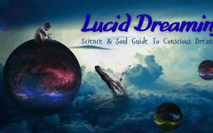 Image of man in a fantastical background sitting on a globe with a whale seemingly jumping out of the clouds