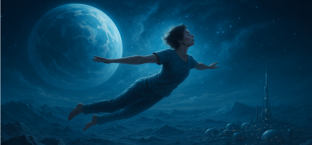 woman flying whilst lucid dreaming