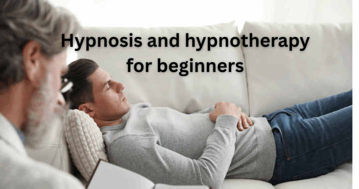 A man lying on a therapy couch under hypnosis as a therapist conducts the hypnotherapy session