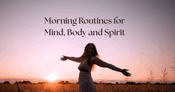 Woman dancing in a field as the sun rises as part of her morning routine