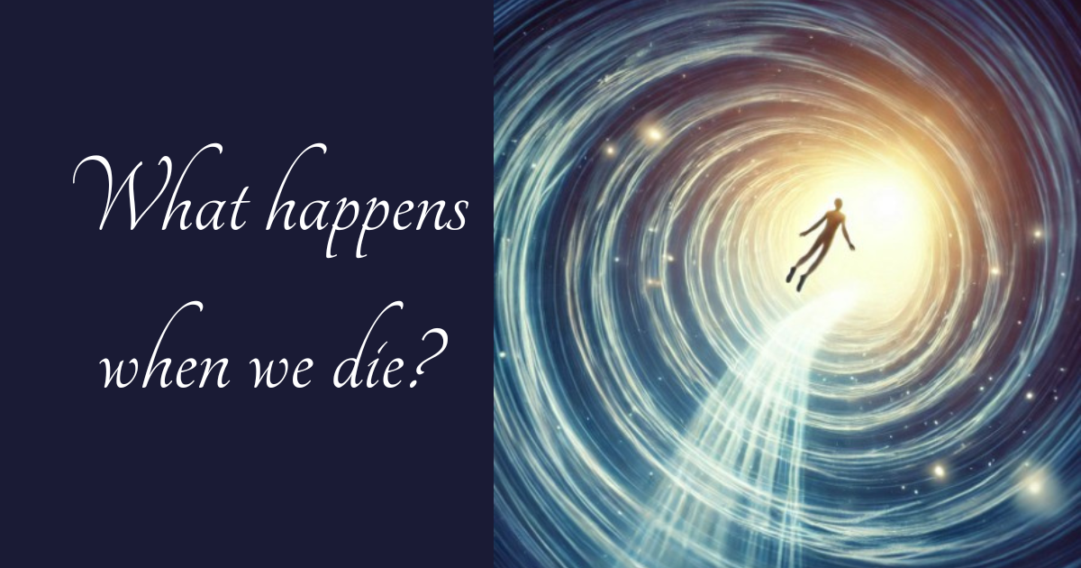 Person floating through a tunnel of light to show what happens when we die