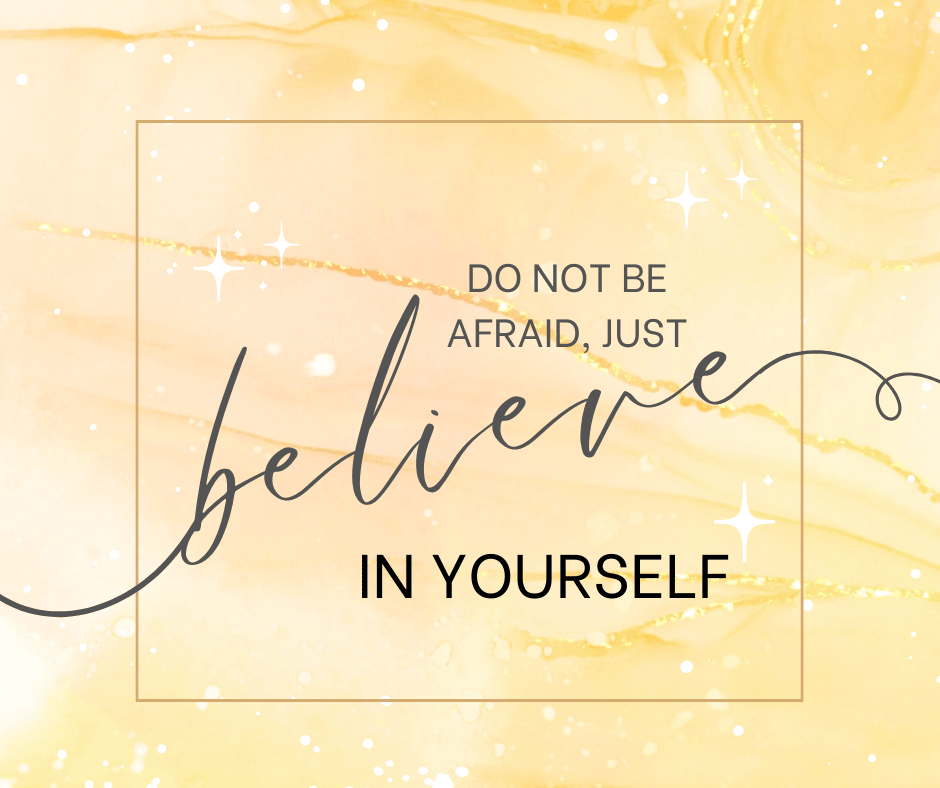 An abstract yellow background with text to encourage belief in yourself