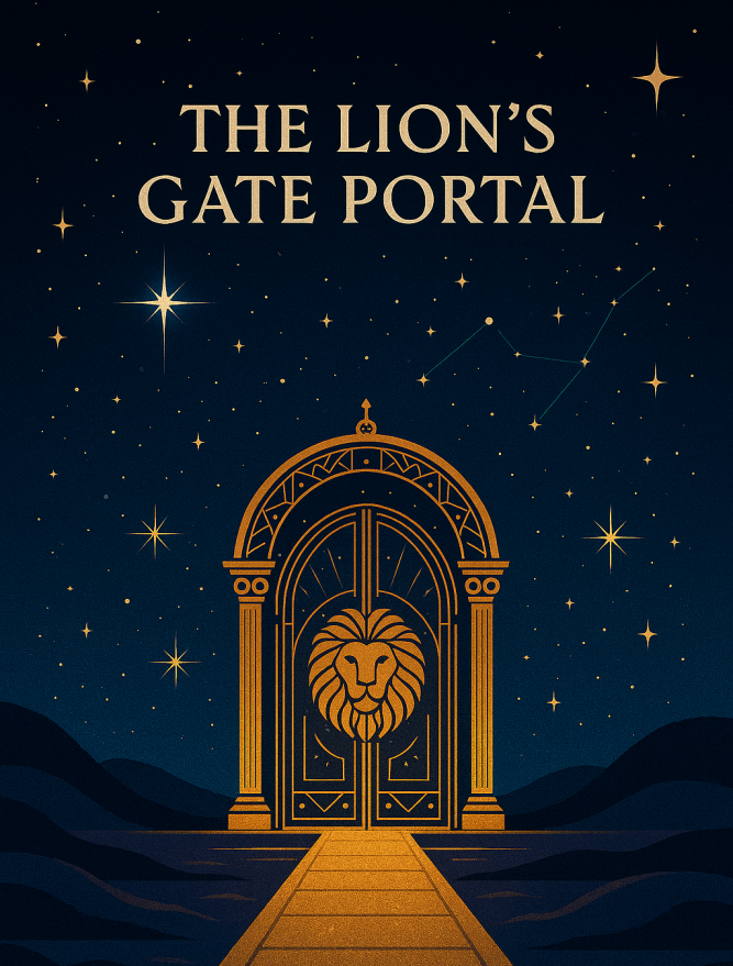 Galactic gate featuring a lion's head to represent the Lion's Gate Portal