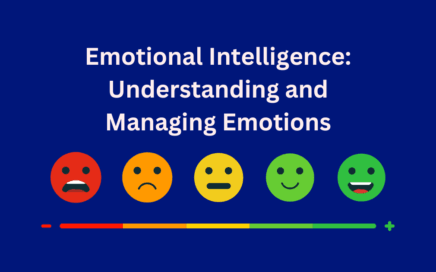 Five emojis showing a range of emotions from anger to happy with text overlay about emotional intelligence