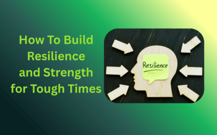 A graphic head with a post-it note saying "resilience" and arrows pointing to the note, with text overlay about building resilience