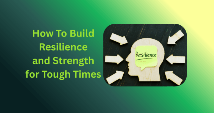 A graphic head with a post-it note saying "resilience" and arrows pointing to the note, with text overlay about building resilience