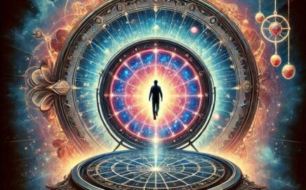 A man in the centre of a colourful mandala representing him as the centre of his universe attracting things through the law of attraction